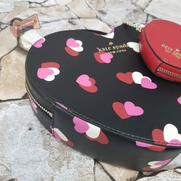 #bagsavenue heart flutter love shack crossbody black coin purse key Kate Spade - Picture 6 of 15